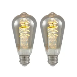 Lucande LED-lamppu E27 ST64 4 W 1 800 K himmennettävä titaani, 2 kpl