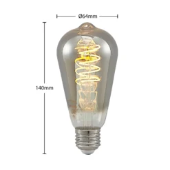 Lucande LED-lamppu E27 ST64 4 W 1 800 K himmennettävä titaani, 2 kpl
