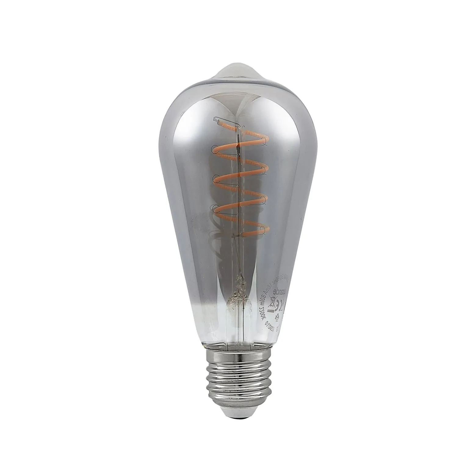 Lucande LED-lamppu E27 ST64 4 W 1 800 K himmennettävä titaani, 2 kpl