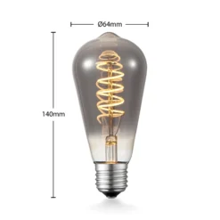 Lucande LED-lamppu E27 ST64 4 W, savu, 1 800 K, himmennettävä