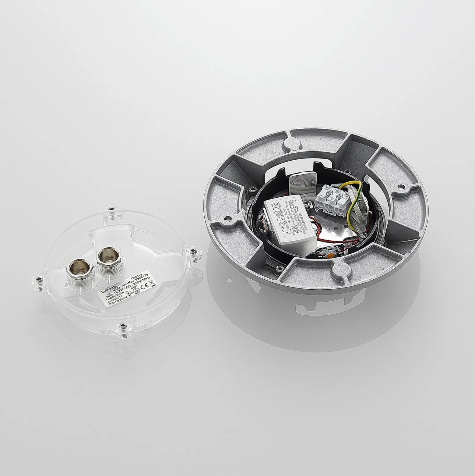 Lucande LED-lattiaspotti Jeffrey, hopea, 4 valonlähtöä