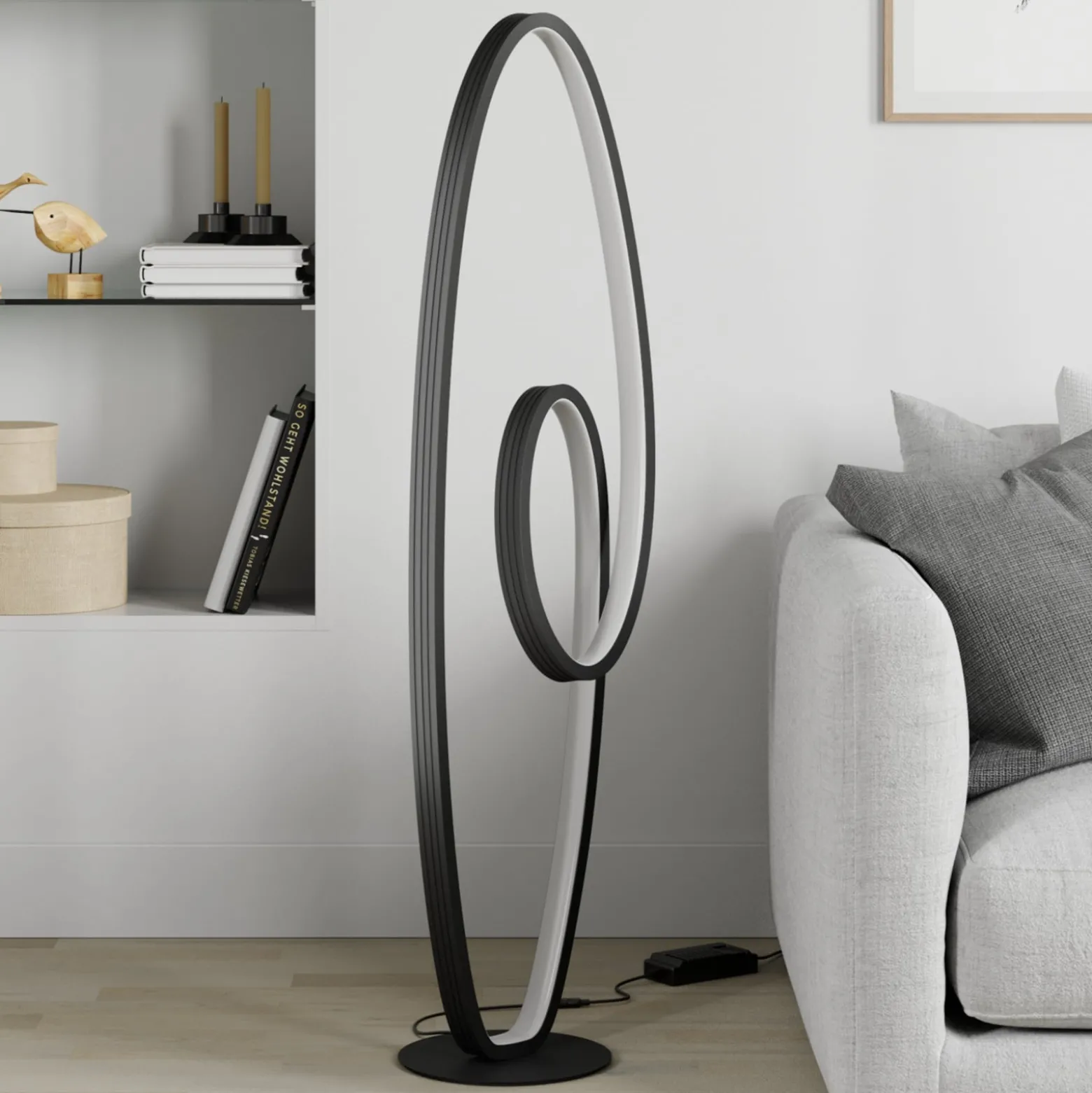 Lucande LED-lattiavalaisin Bronwyn, 122cm, antrasiitti, alumiini