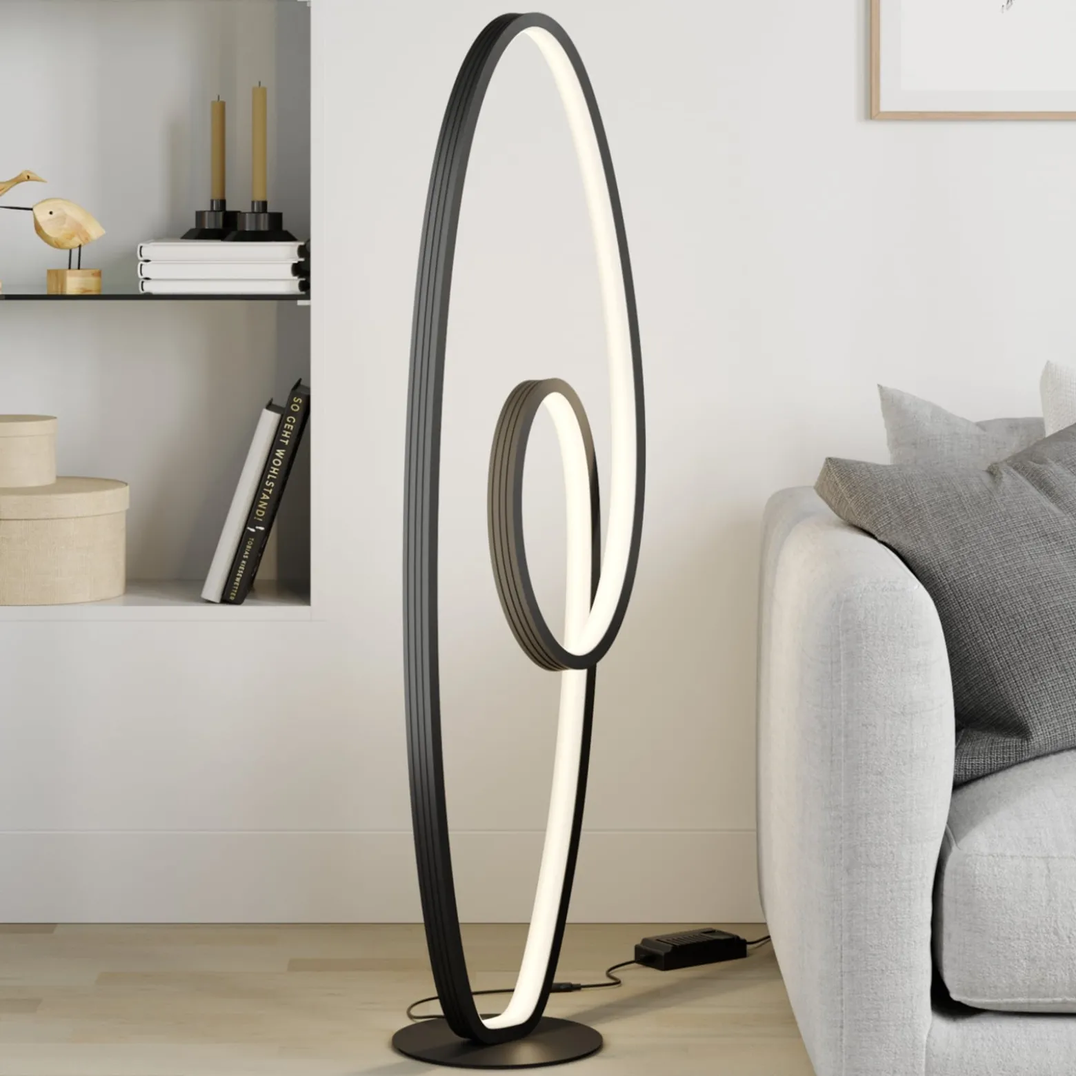 Lucande LED-lattiavalaisin Bronwyn, 122cm, antrasiitti, alumiini