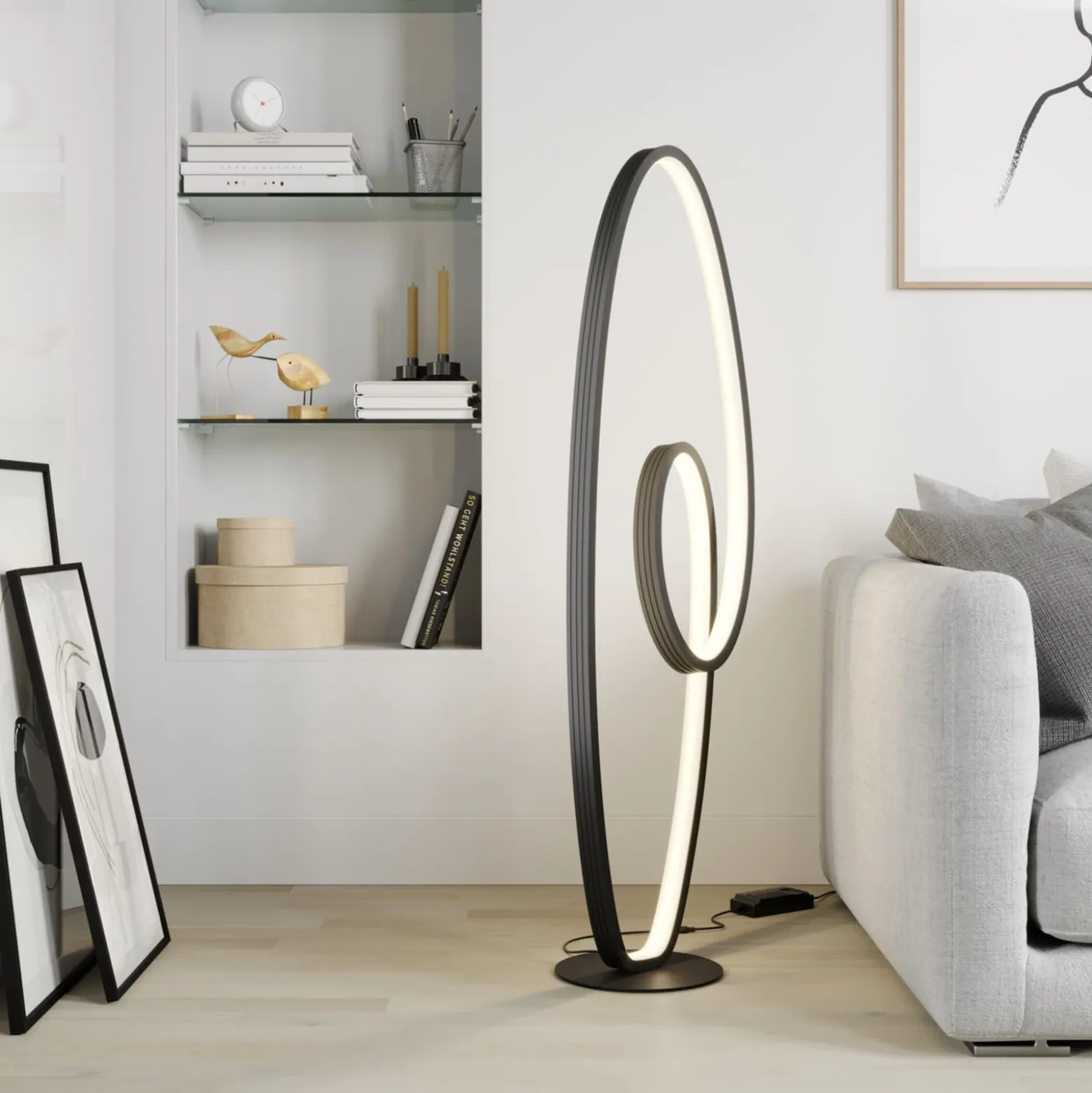 Lucande LED-lattiavalaisin Bronwyn, 122cm, antrasiitti, alumiini