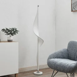 Lucande LED-lattiavalaisin Edano, 154 cm, valkoinen, tekstiili, himmennettävä