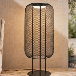 Lucande LED-lattiavalaisin Korvyn, musta, 80 cm, IP44