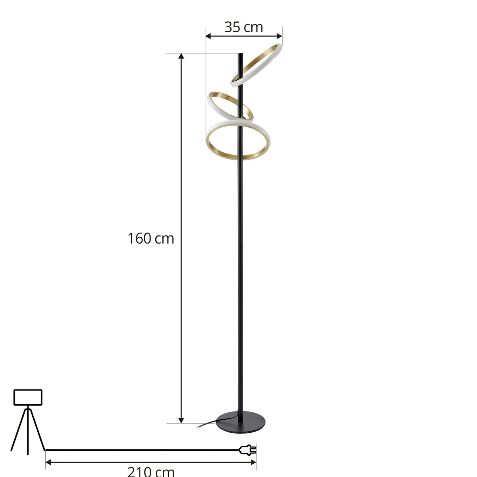 Lucande LED-lattiavalaisin Madu, musta, metalli, 160 cm, himmennettävä