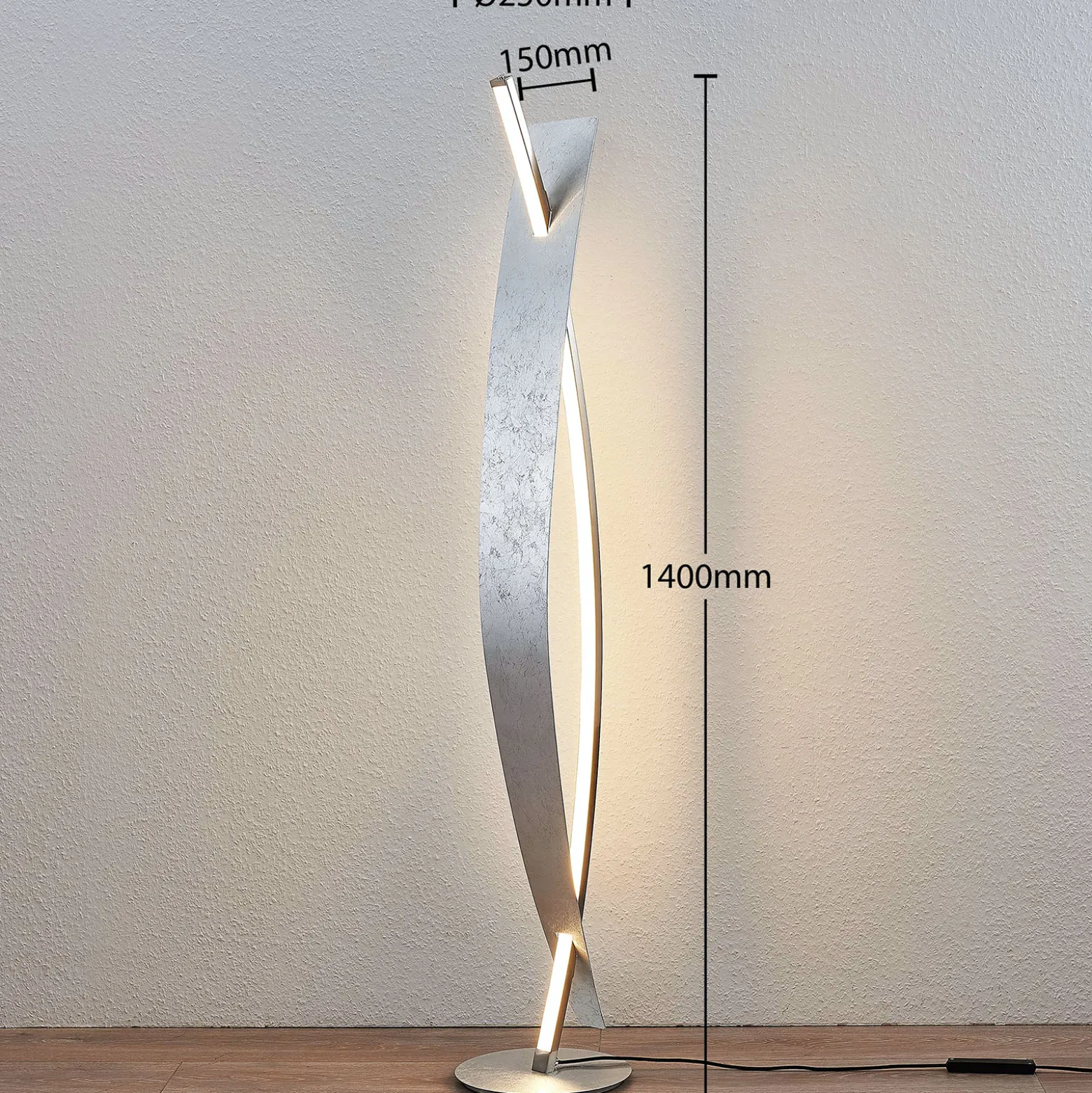 Lucande LED-lattiavalaisin Marija, hopea, himmennettävä, 140 cm