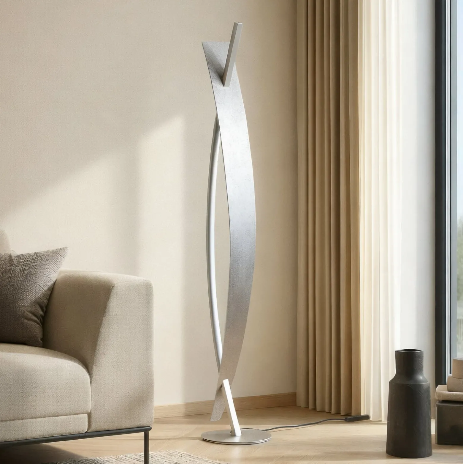 Lucande LED-lattiavalaisin Marija, hopea, himmennettävä, 140 cm