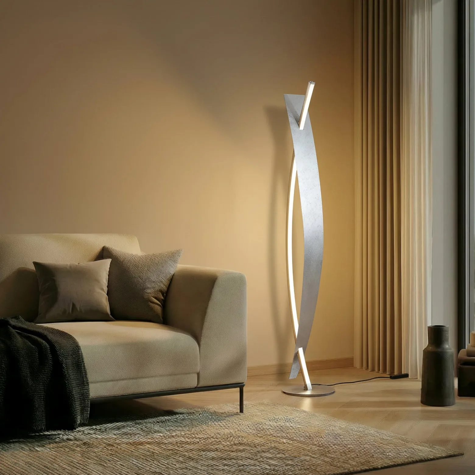 Lucande LED-lattiavalaisin Marija, hopea, himmennettävä, 140 cm