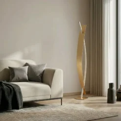 Lucande LED-lattiavalaisin Marija, kullanvärinen, himmennettävä, 140 cm