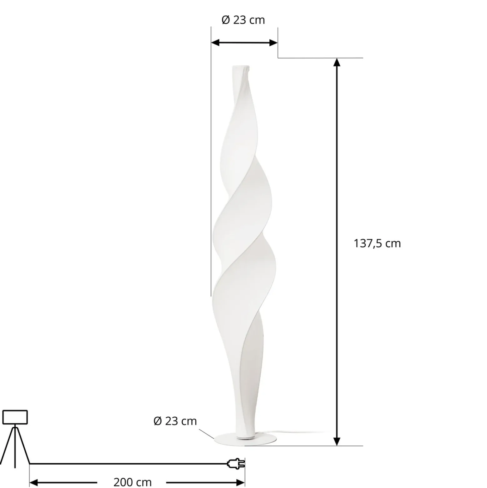 Lucande LED-lattiavalaisin Novelle, valkoinen, CCT, korkeus 137 cm