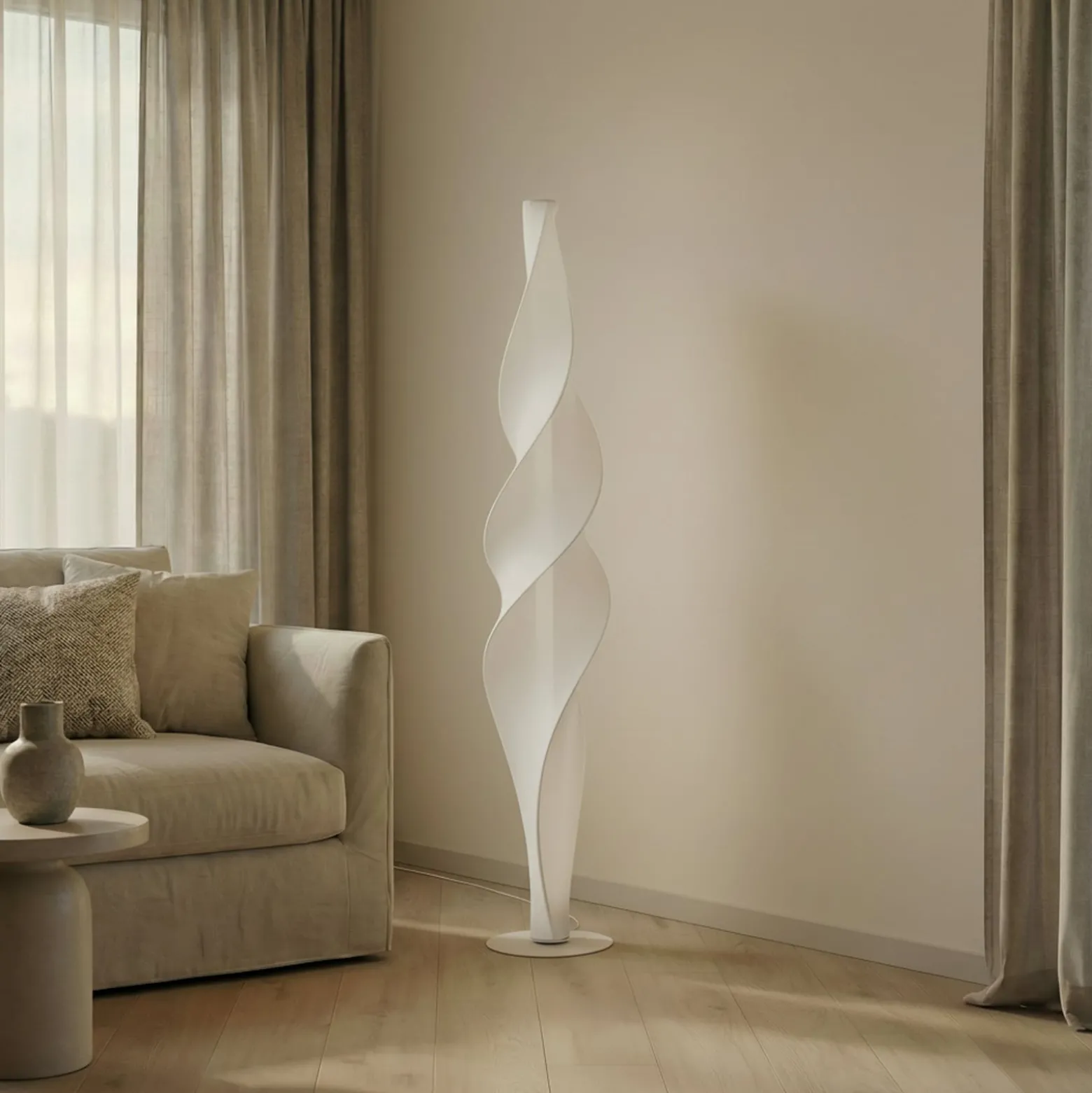 Lucande LED-lattiavalaisin Novelle, valkoinen, CCT, korkeus 137 cm