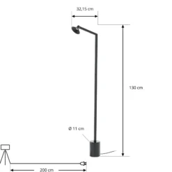 Lucande LED-lattiavalaisin Steve, musta, 130 cm, himmennettävä