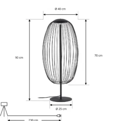 Lucande LED-lattiavalaisin ulos Richi, musta, korkeus 90 cm, IP44