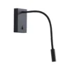 Lucande LED-lukuvalaisin Hetti, musta, metallia, 14 cm korkea