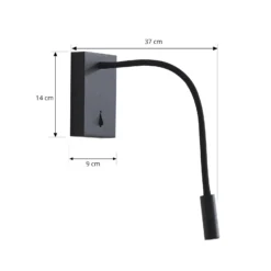 Lucande LED-lukuvalaisin Hetti, musta, metallia, 14 cm korkea