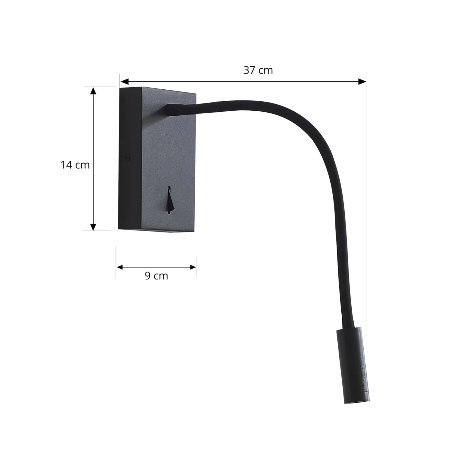 Lucande LED-lukuvalaisin Hetti, musta, metallia, 14 cm korkea