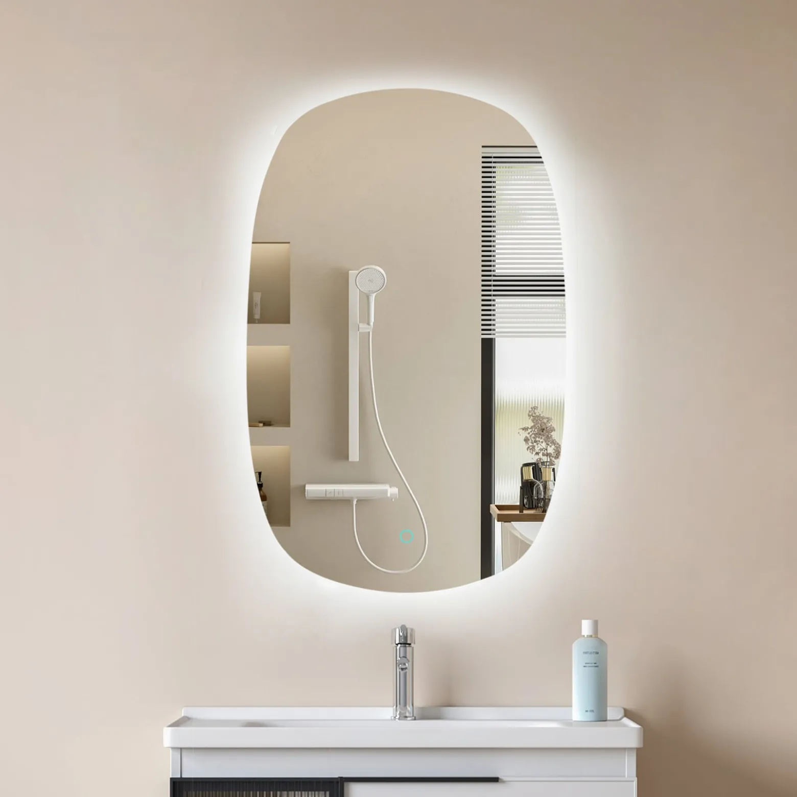 Lucande LED-peili Celestiel, soikea, lämmitettävä, CCT, 80 cm