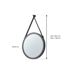 Lucande LED-peili Lelin, Ø 60 cm, musta, alumiini, CCT