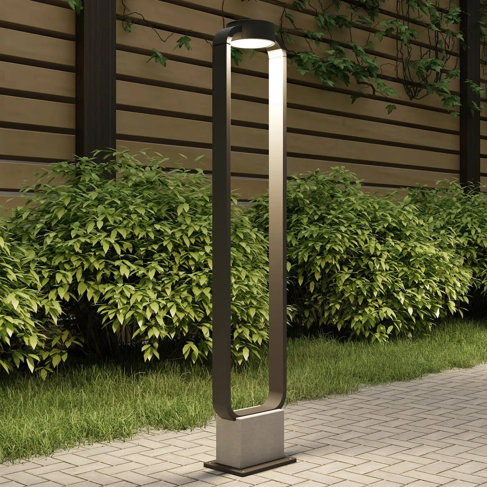 Lucande LED polkuvalaisin Belna, 100cm, antrasiitti, betoni, IP65