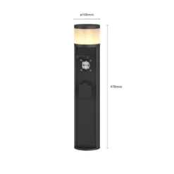 Lucande LED-pollarilamppu Corban, harmaa, pistorasiat, IP44