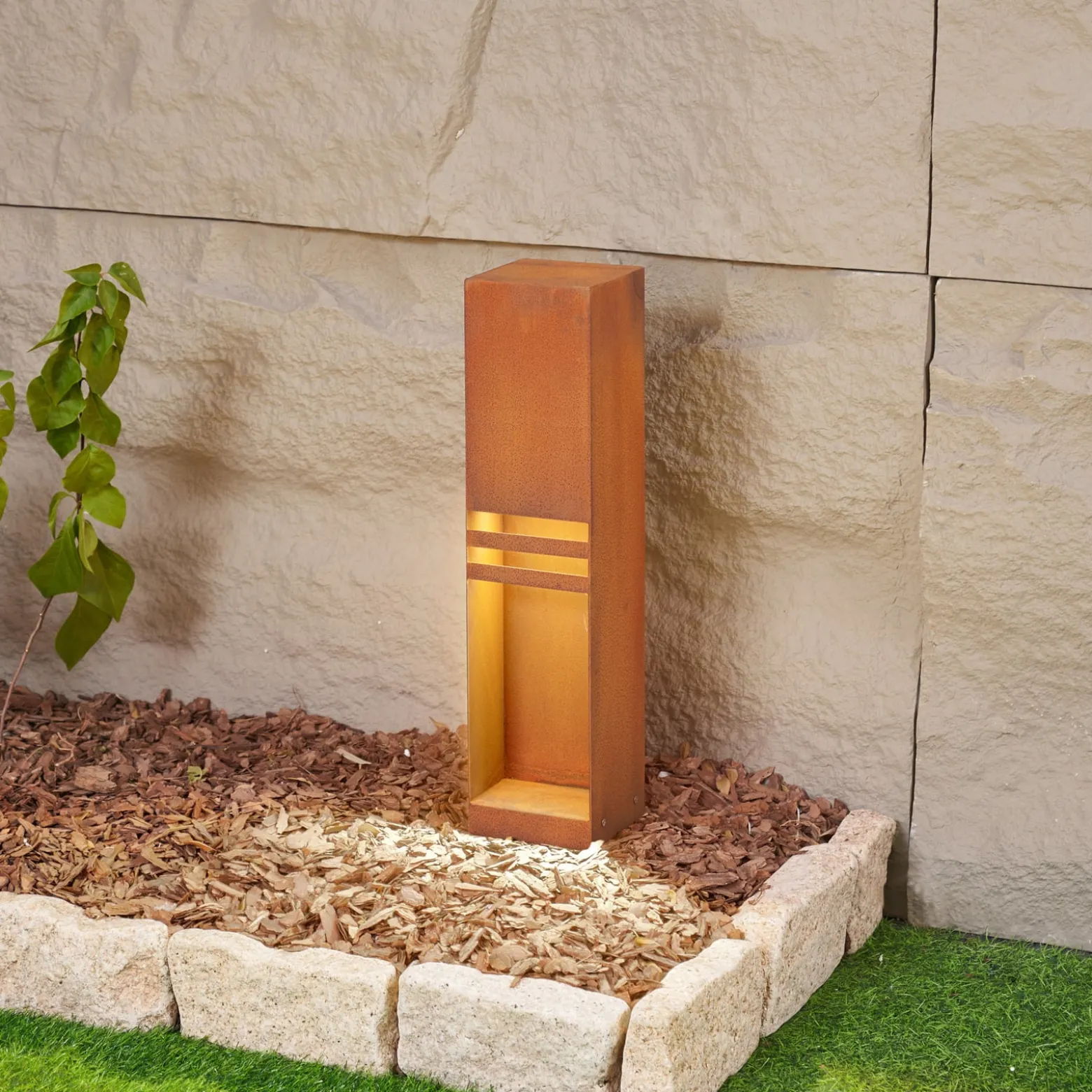 Lucande LED-pollarivalaisin Oxido, ruosteenvärinen, korkeus 50 cm, IP44