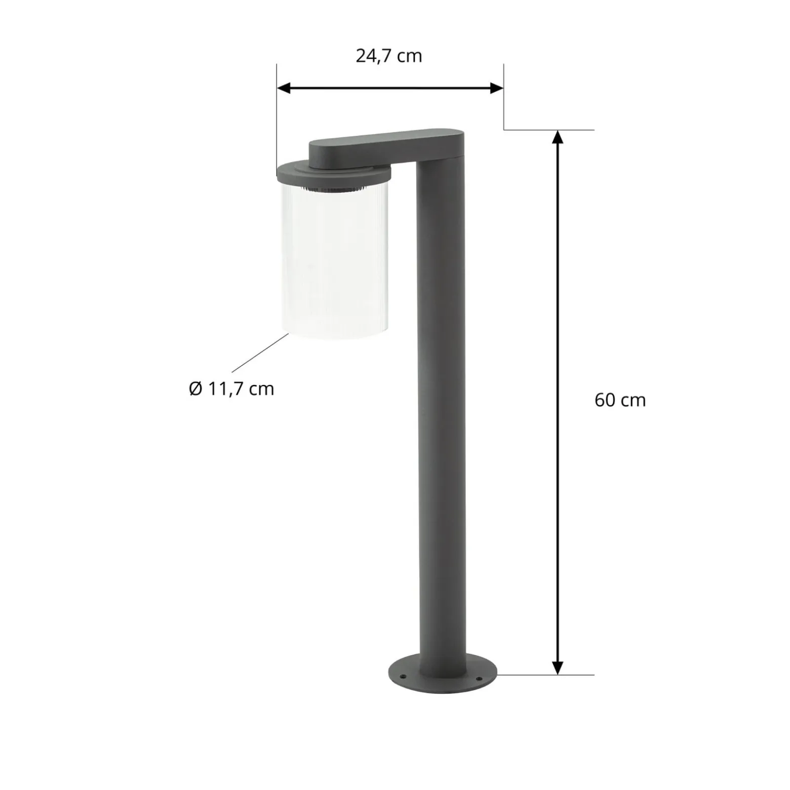 Lucande LED-pylväsvalaisin Beelia, antrasiitti, 60 cm, uurrettu