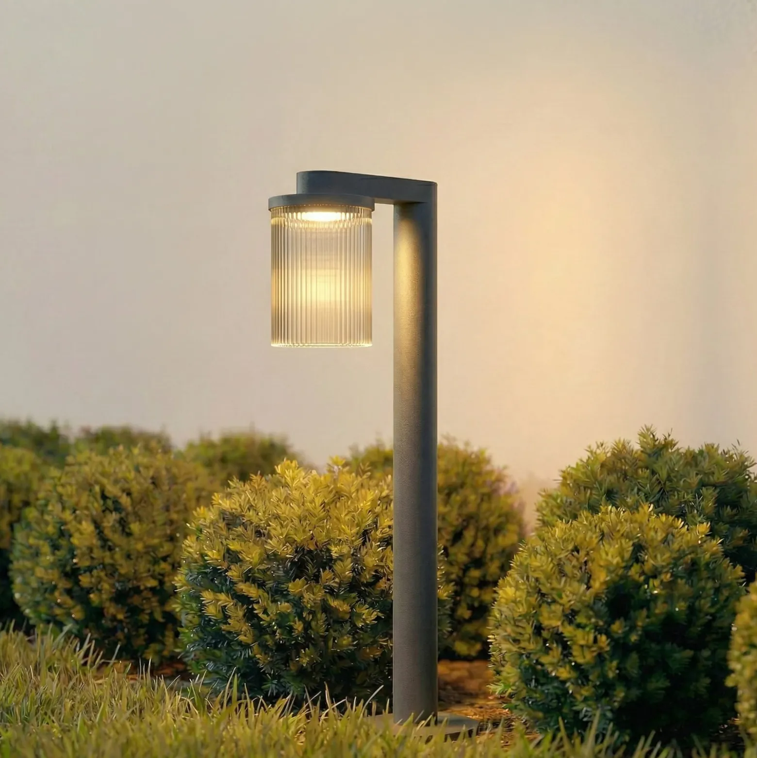 Lucande LED-pylväsvalaisin Beelia, antrasiitti, 60 cm, uurrettu