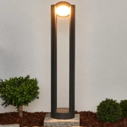 Lucande LED-pylväsvalaisin Dylen, harmaa, metalli, 80 cm, IP65
