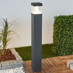 Lucande LED-pylväsvalaisin Egon, korkeus 90 cm, grafiitinharmaa, IP54