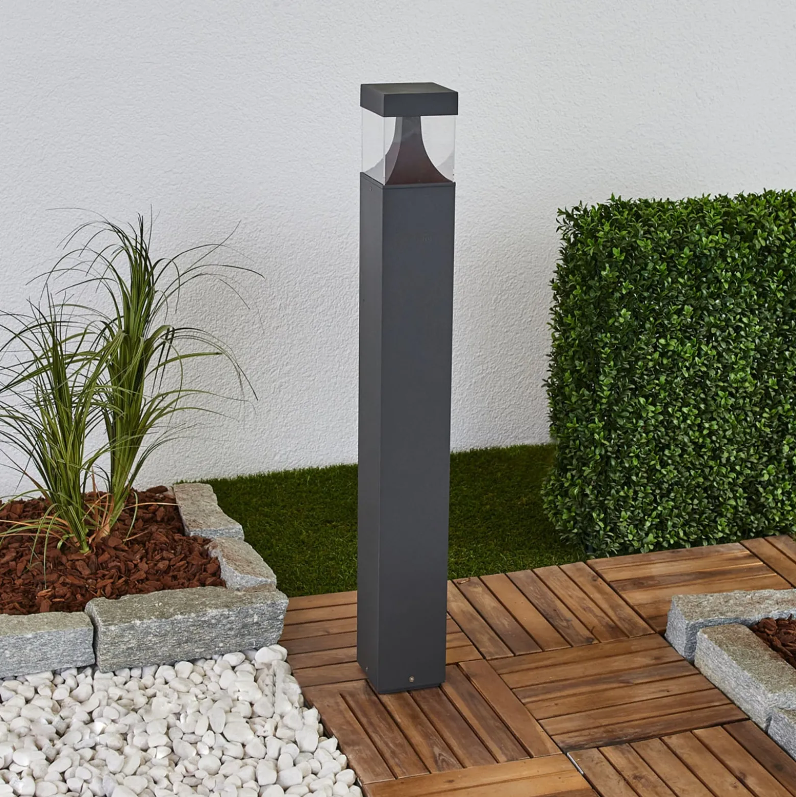Lucande LED-pylväsvalaisin Egon, korkeus 90 cm, grafiitinharmaa, IP54