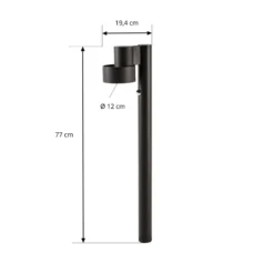 Lucande LED-pylväsvalaisin Elune, musta, liiketunnistin, IP44, 77 cm
