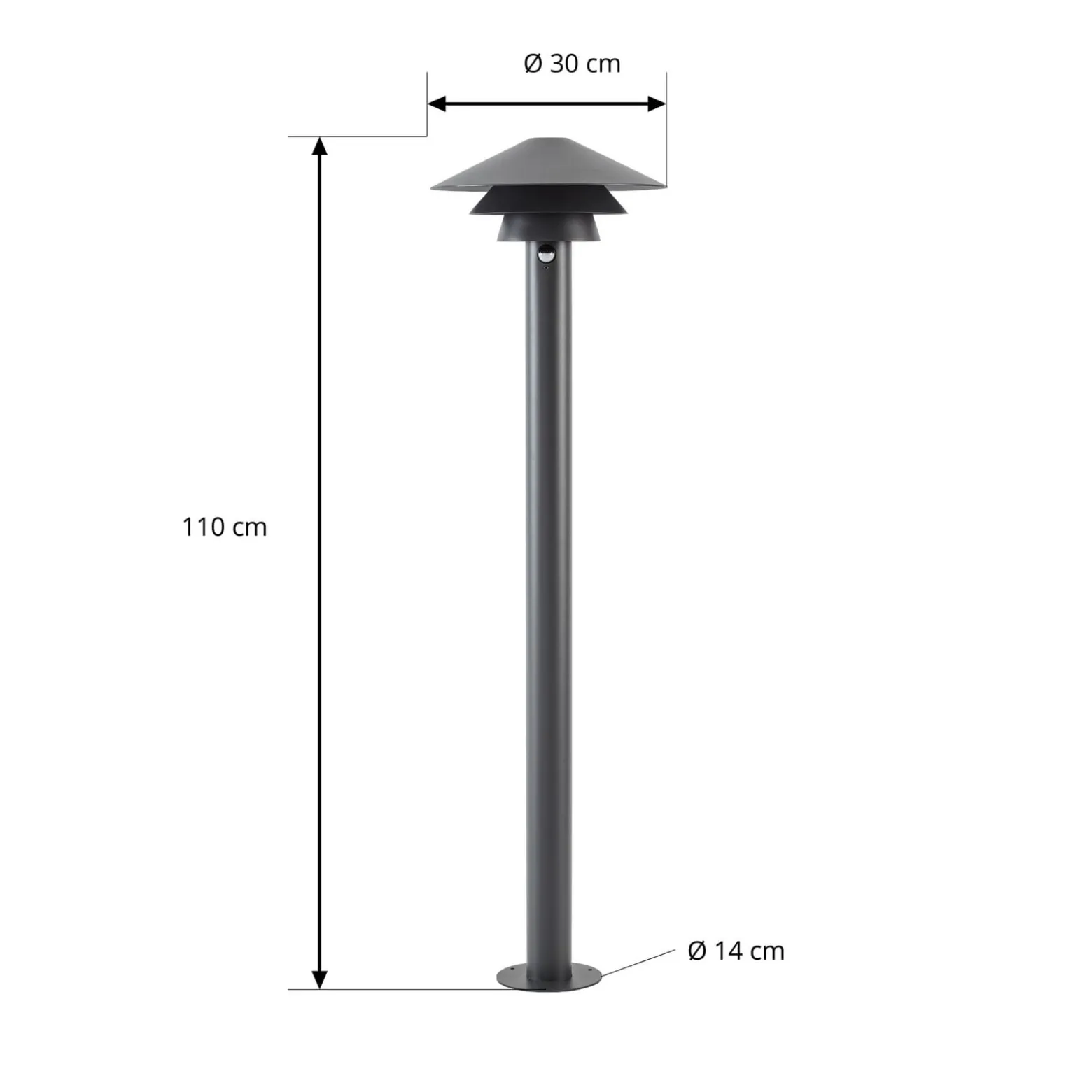 Lucande LED-pylväsvalaisin Montaro, 110 cm, antrasiitti, liiketunnistin