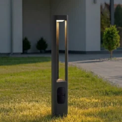 Lucande LED-pylväsvalaisin Pirron, korkeus 80 cm, pistorasia, IP54