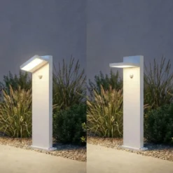 Lucande LED-pylväsvalaisin Silvan, valkoinen, 65 cm, liiketunnistin, IP54
