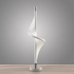 Lucande LED-pöytävalaisin Edano, 60 cm, valkoinen, tekstiili, himmennettävä