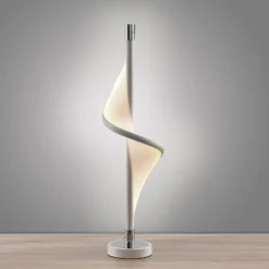Lucande LED-pöytävalaisin Edano, 60 cm, valkoinen, tekstiili, himmennettävä