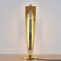 Lucande LED-pöytävalaisin Marija, kullanvärinen, himmennettävä, 62 cm