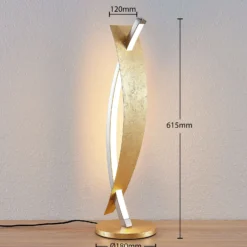 Lucande LED-pöytävalaisin Marija, kullanvärinen, himmennettävä, 62 cm