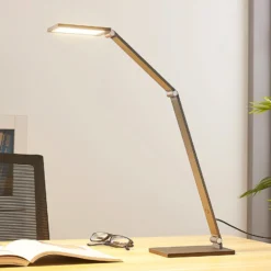 Lucande LED-pöytävalaisin Mion, 41 cm, kulmikas, himmennettävä