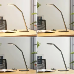 Lucande LED-pöytävalaisin Mion, 41 cm, kulmikas, himmennettävä