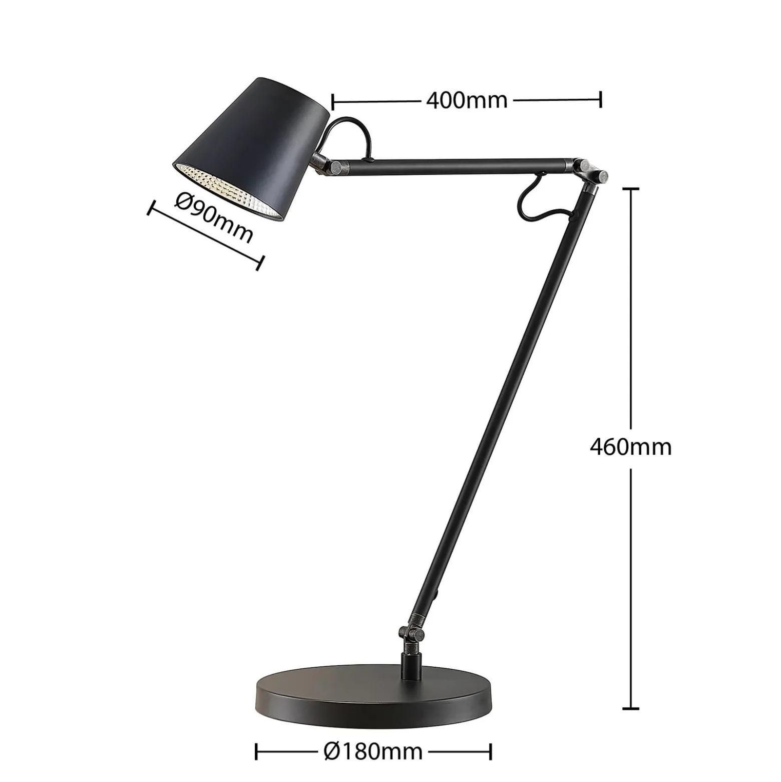 Lucande LED-pöytävalaisin Tarris, korkeus 46 cm, musta