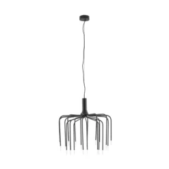 Lucande LED-riippuvalaisin Ariadne, Ø57 cm, mattamusta, 20-lamppuinen