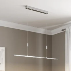 Lucande LED-riippuvalaisin Arnik, 120 cm, nikkelin värinen, himmennettävä