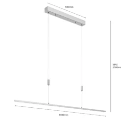 Lucande LED-riippuvalaisin Arnik, 140 cm, nikkelin värinen, himmennettävä