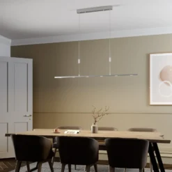 Lucande LED-riippuvalaisin Arnik, 140 cm, nikkelin värinen, himmennettävä