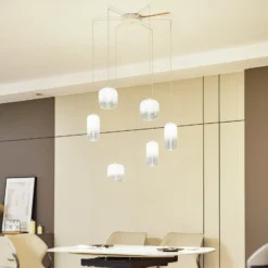 Lucande LED-riippuvalaisin Avelina, valkoinen, 6 valoa