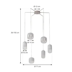 Lucande LED-riippuvalaisin Avelina, valkoinen, 6 valoa