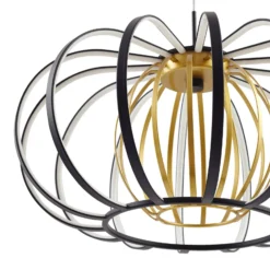 Lucande LED-riippuvalaisin Birger, Ø 39cm, musta/kultainen